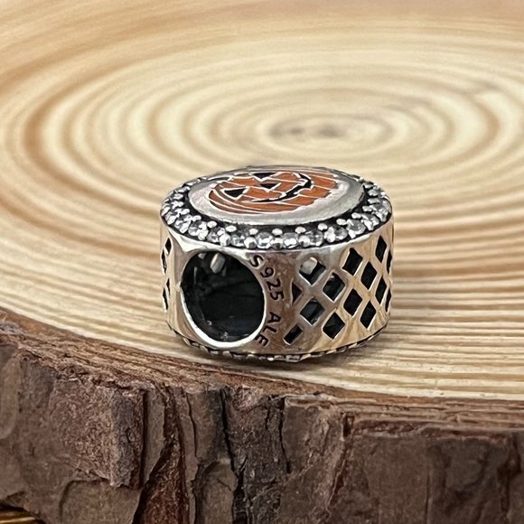 Pandora Halloween Pumpkin Jack O Lantern Silver Charm Bead - Picture 3 of 3